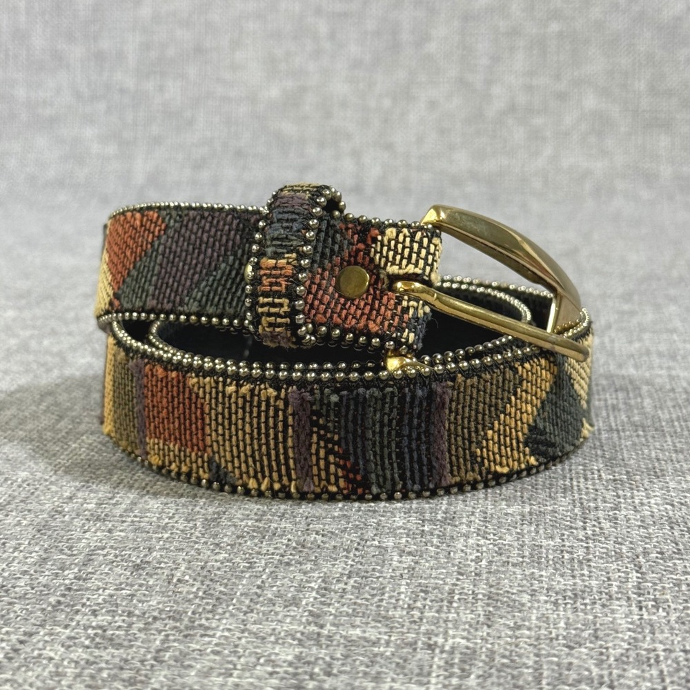 VTG Absolutely Fresh Earthy Tapestry Belt Womens Small Multicolor Boho Leather